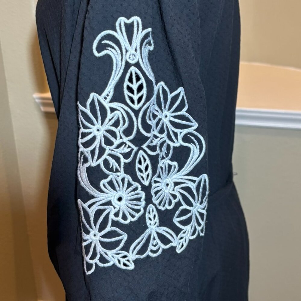 💖Draper James RSVP Black White Embroidery Lattern Sleeves Drop Waist Dress XXL - Picture 4 of 10